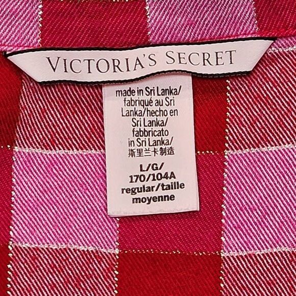 Victorias Secret PLAID Cotton Red Flannel  Pajama top only, size Large - Picture 6 of 7